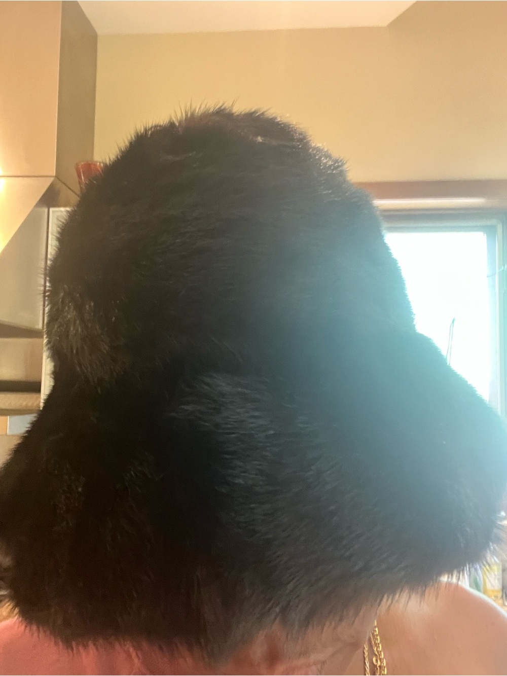 Black Faux Fur Bucket Hat